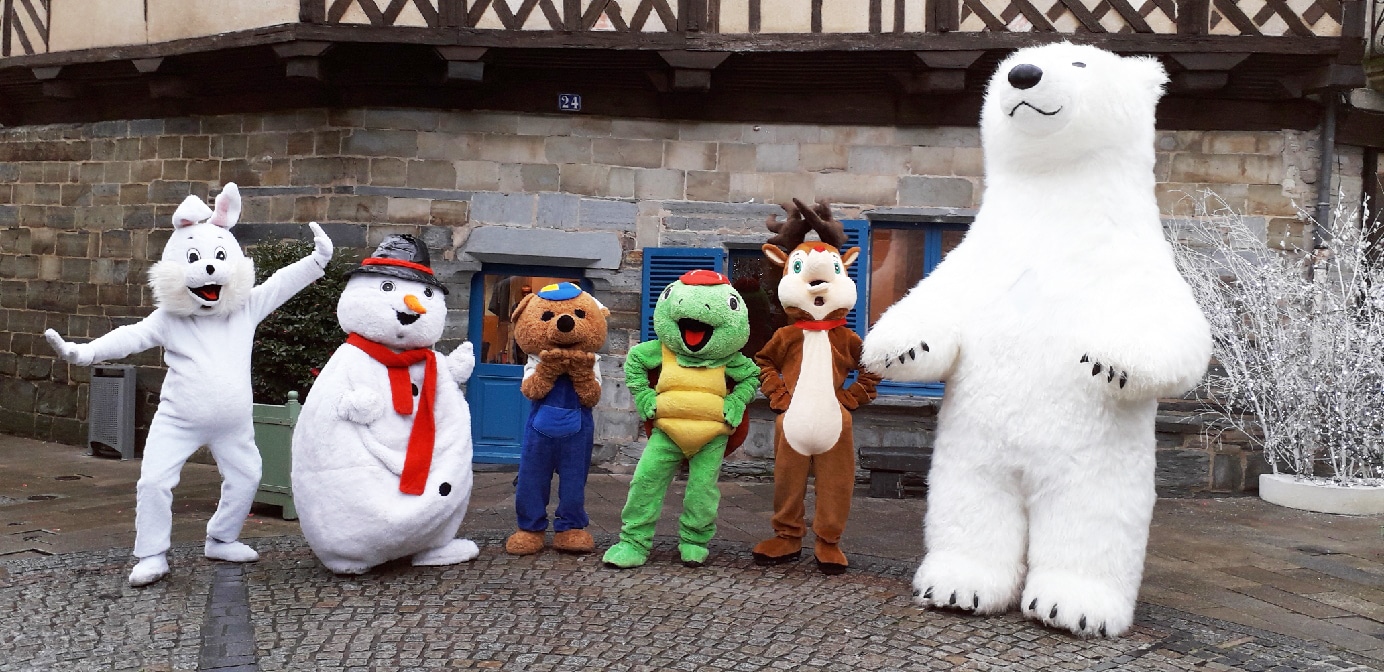 Parade de mascottes de Noël ENVOL pour événement familial et collectivité