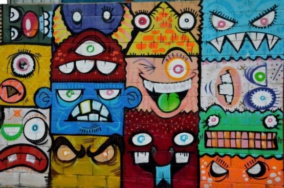 Team building graffiti street art