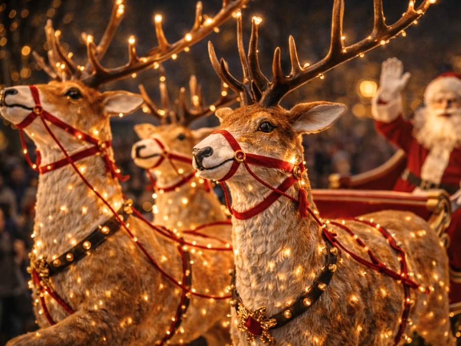 La Grande Parade de Noël ENVOL avec 6 comédiens et chariot lumineux